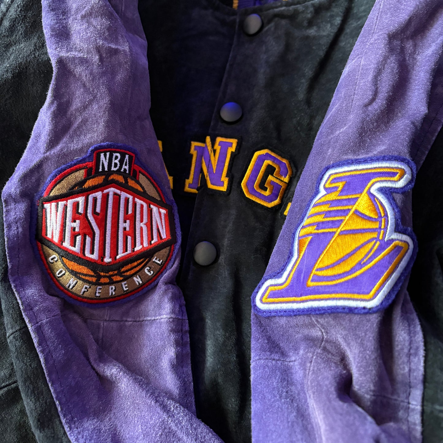 NBA G-III CARL BANKS Los Angeles LAKERS leather jacket レザージャケット M ロサンゼルス・レイカーズ