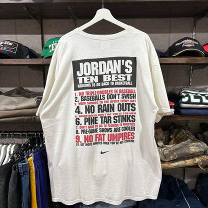 90s NIKE / Michael Jordan "TEN BEST REASONS TO GO BACK TO BASKETBALL" / Graphic T-Shirt