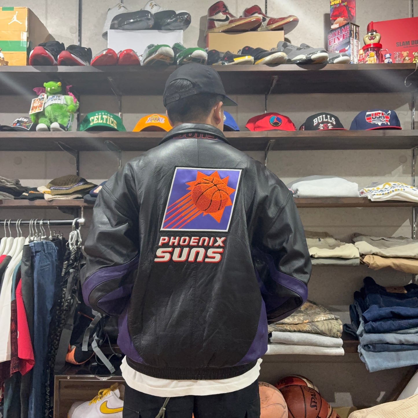 pro player ×WILSONS NBA Phoenix SUNS leather jacket レザージャケット M フェニックス・サンズ