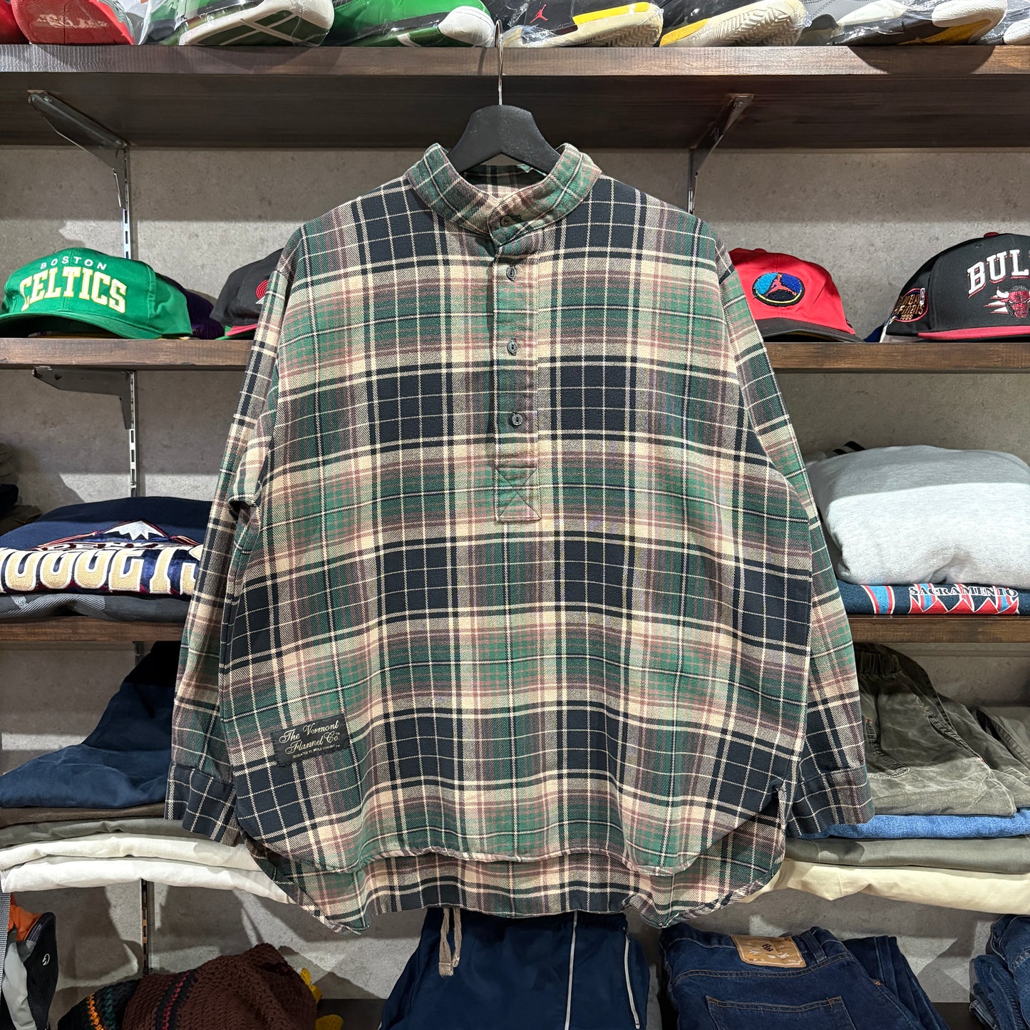 【90s-00s / The Vermont Flannel Co. / Henry Neck Flannel Shirt / XS / (USA)】