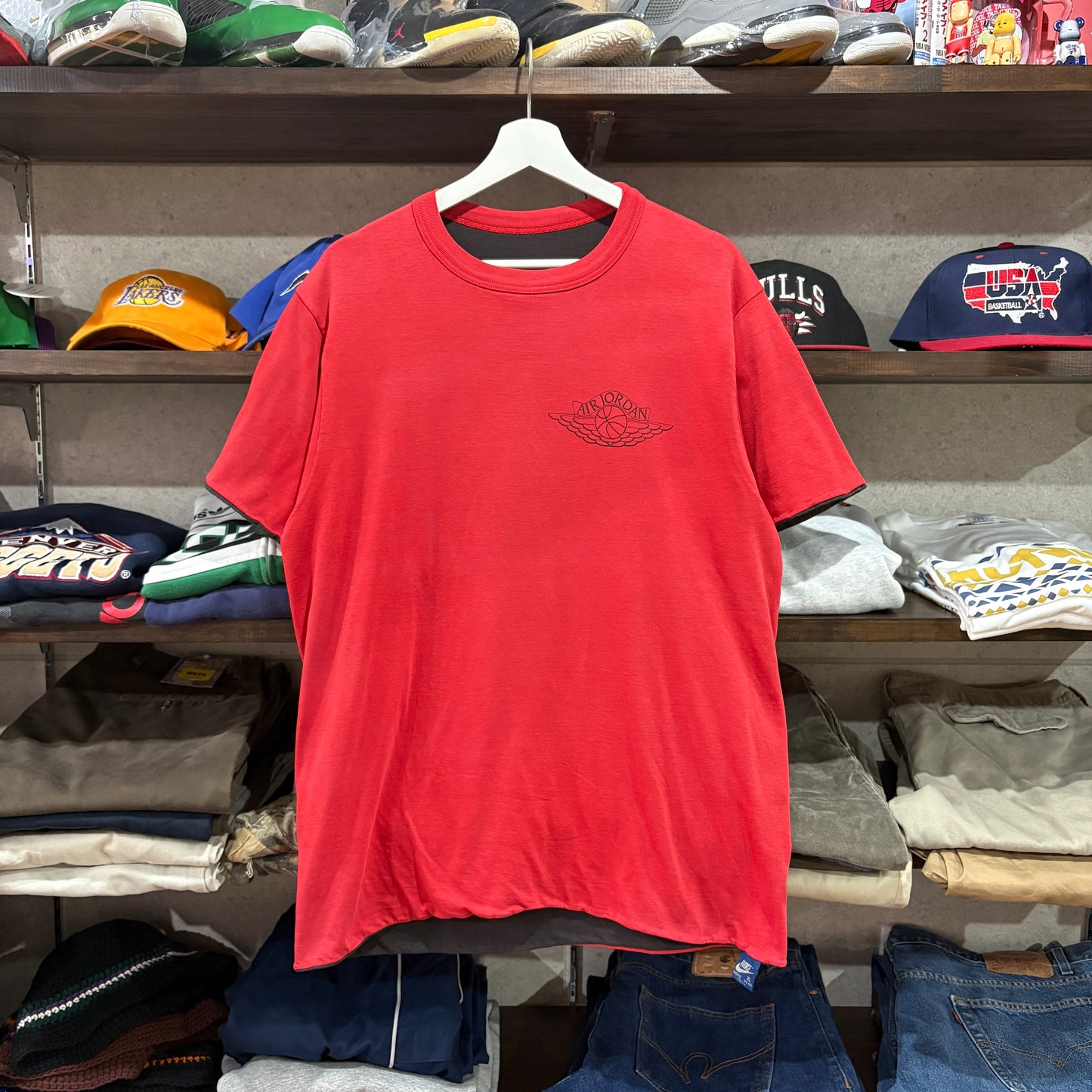 【1980s / Nike / Air Jordan "Double Face" T-Shirt / Navy Tag &amp; Faded / Vintage Tee / Chicago Bulls】