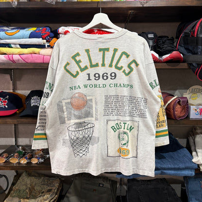 90s LONG GONE "1969 Boston Celtics" 7-Sleeve Graphic Tee XL相当