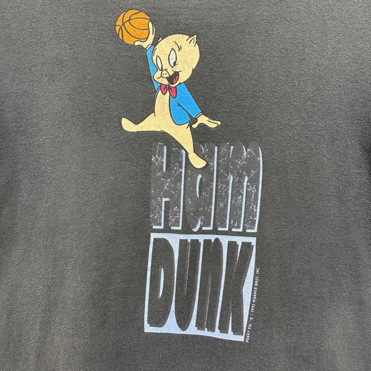 92s NIKE x Warner Bros. "HUM DUNK" (Porky Pig) Graphic Tee L Made in USA