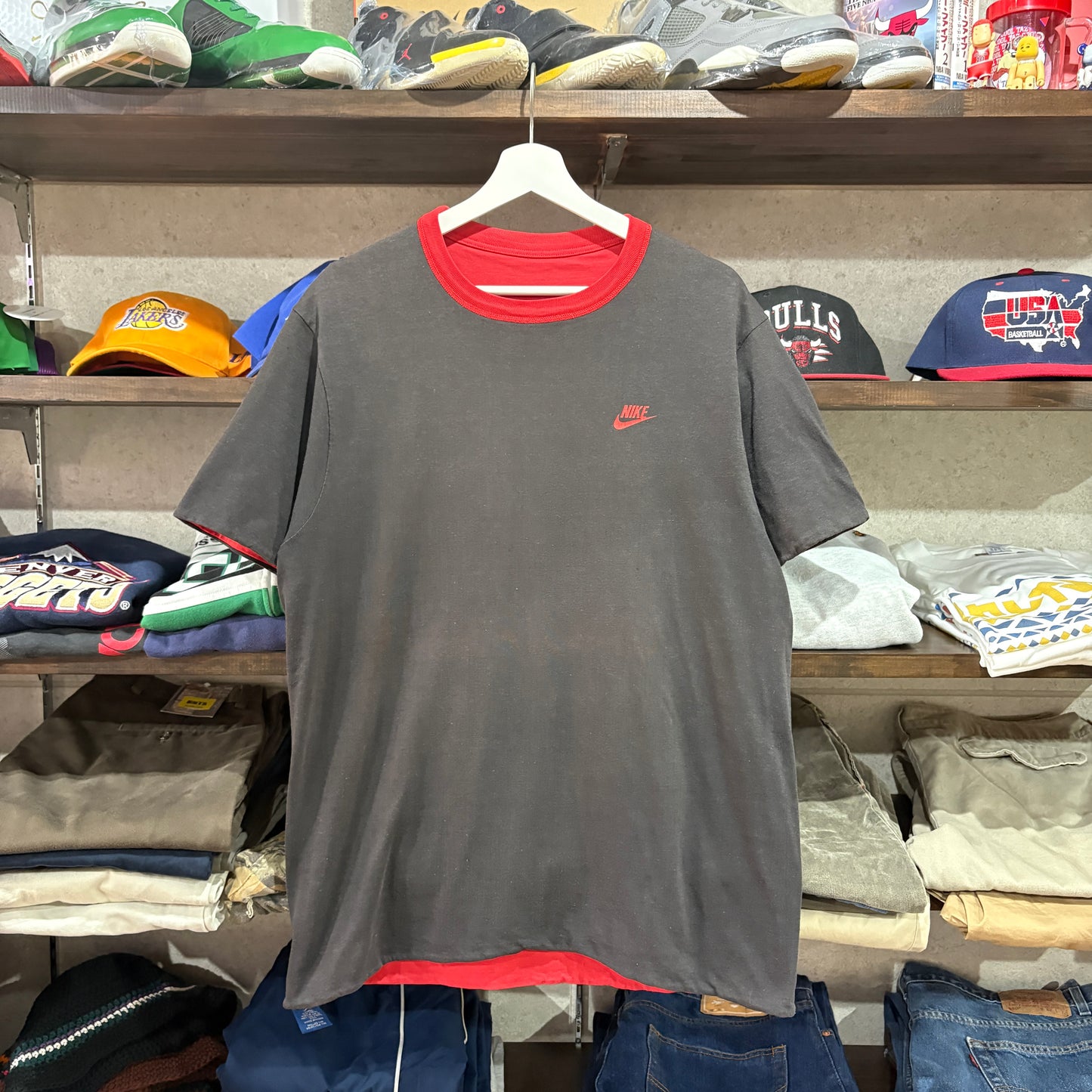 【1980s / Nike / Air Jordan "Double Face" T-Shirt / Navy Tag &amp; Faded / Vintage Tee / Chicago Bulls】