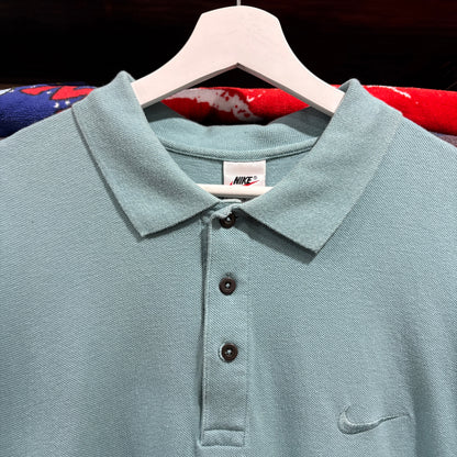 90s Late NIKE Emerald Green Polo Shirt L (XL Equivalency)