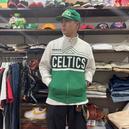 00s adidas NBA Boston Celtics トラックジャケット スウェットジャージー M ボストン・セルティックス トラックジャケット ジャージ 緑×白 古着