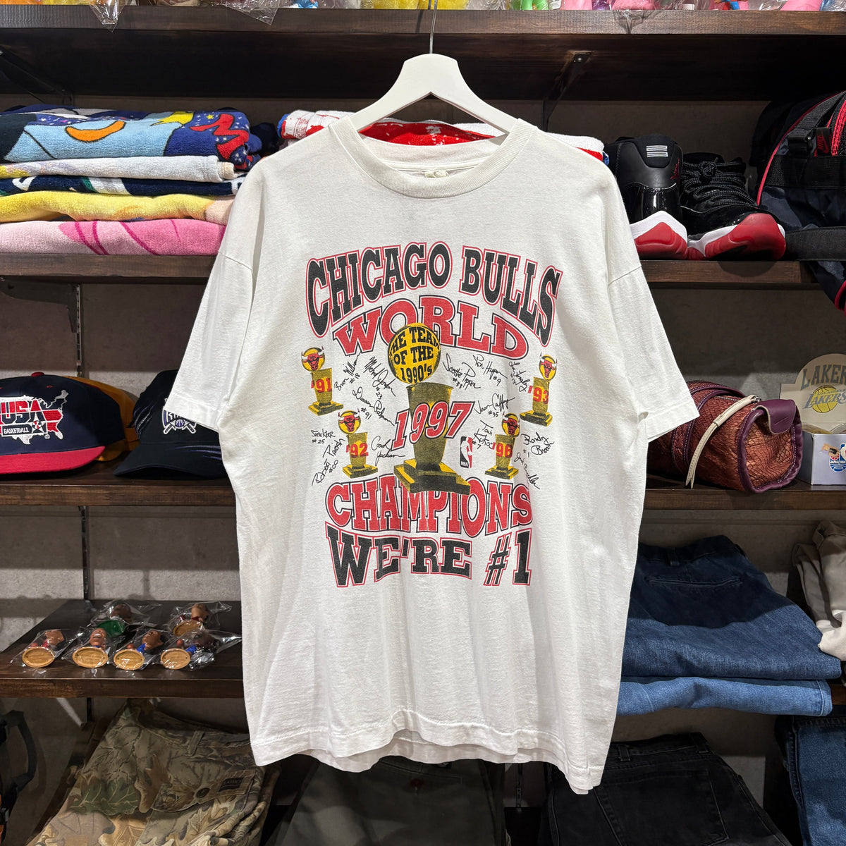 97s SCREEN STARS Chicago Bulls 5th Championship Graphic Tee XL