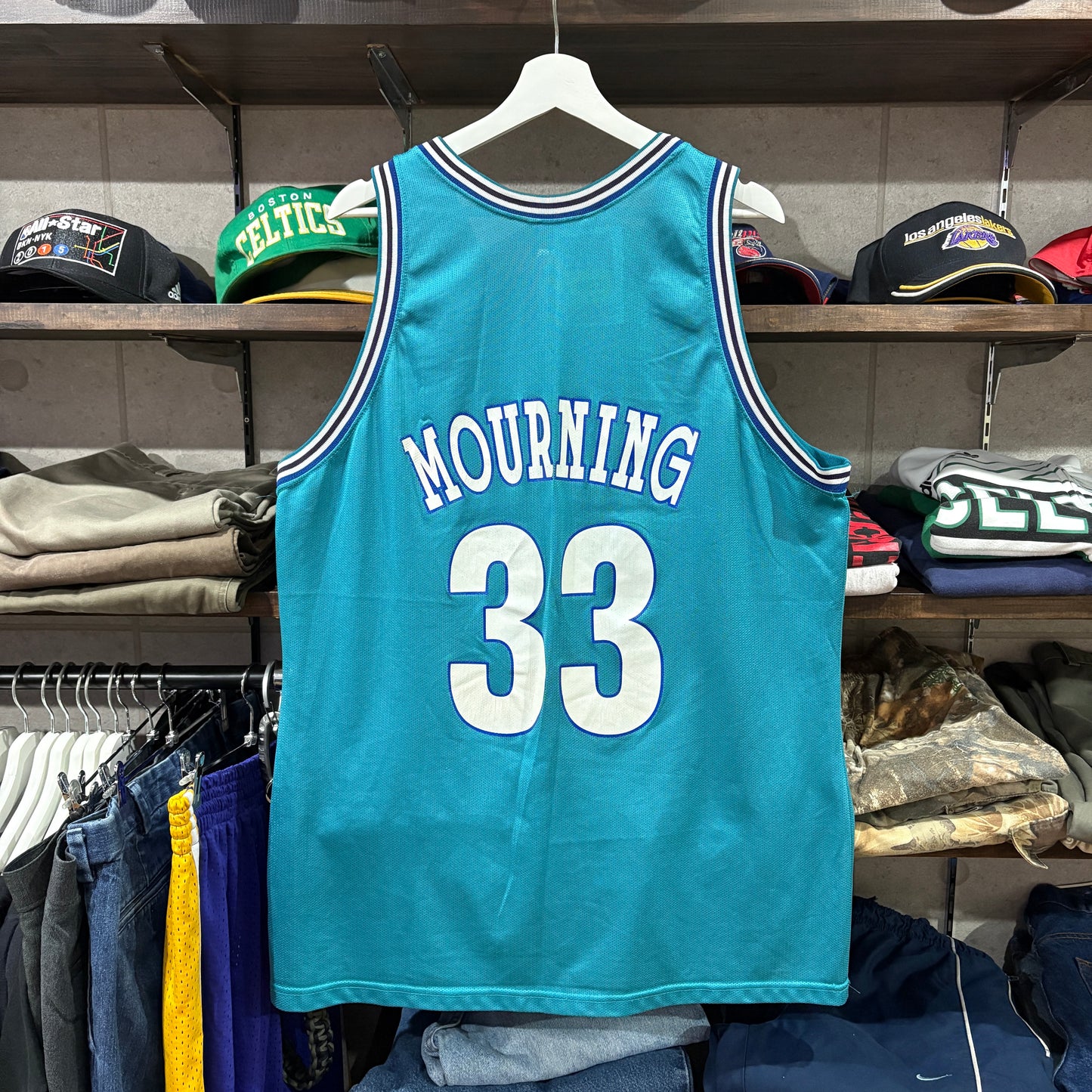Charlotte Hornets / Alonzo Mourning #33 / Champion Replica Jersey