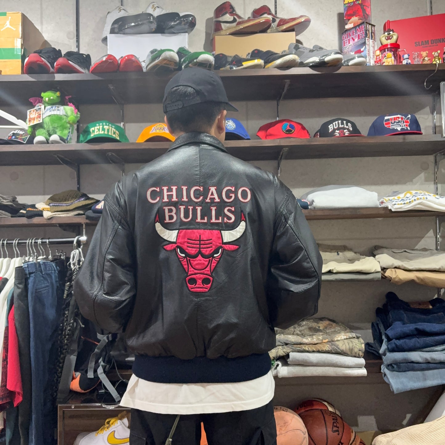Pro Player NBA CHICAGO BULLS leather jacket レザージャケット XL シカゴ・ブルズ