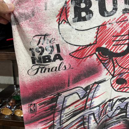90s Chicago Bulls 1991 NBA Finals & World Champions Graphic Tee L