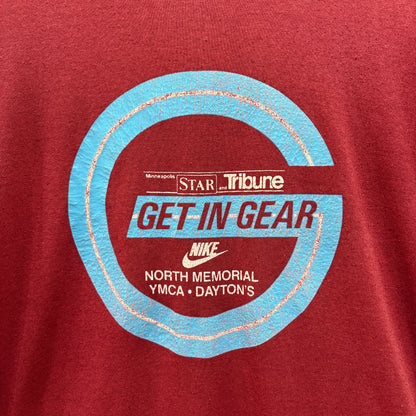 【1980s / Nike / "GET IN GEAR" Graphic T-Shirt / Navy Tag / Vintage Tee / Local Corporate】