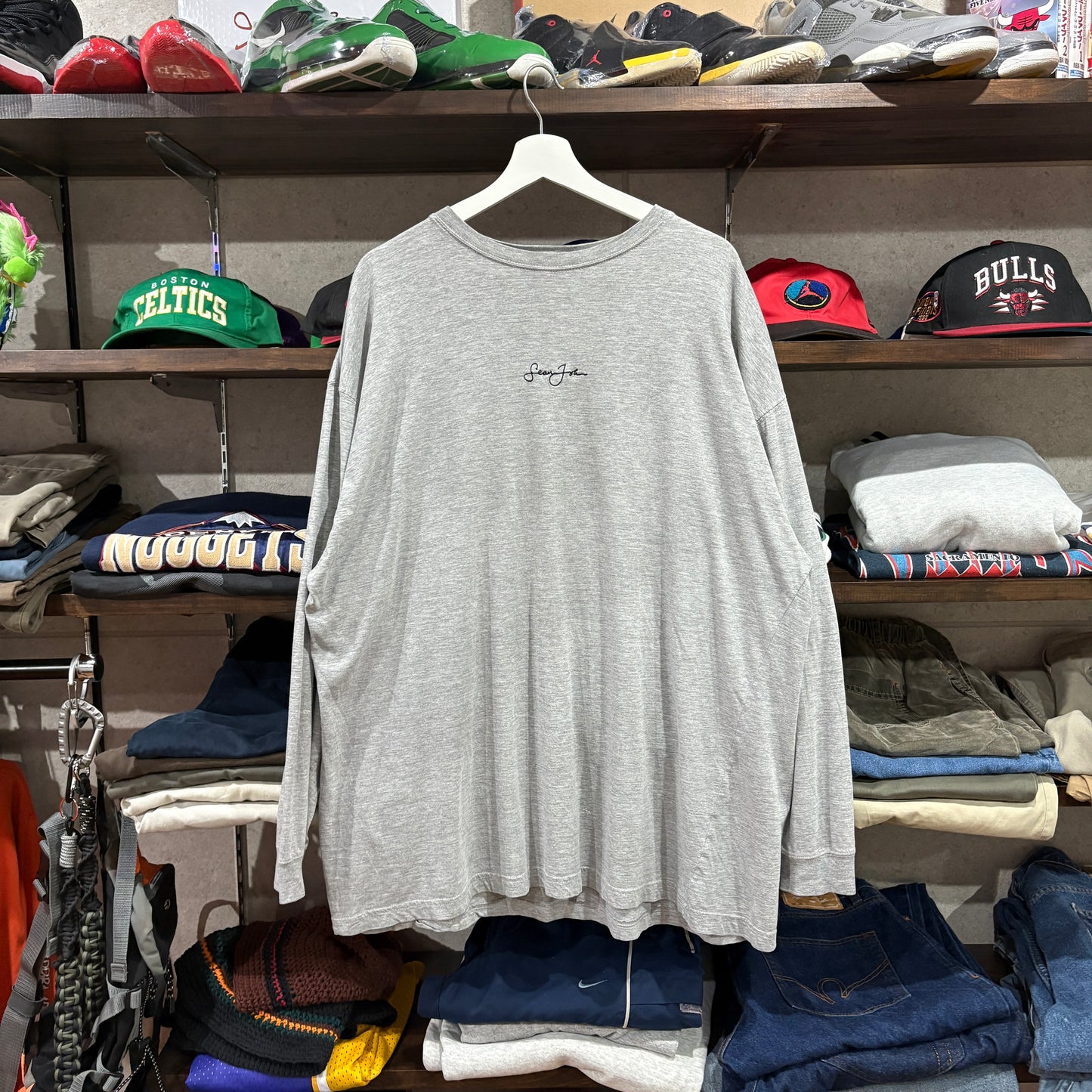 【00s / Sean John / Script Logo Embroidered L/S Tee / 2XL】