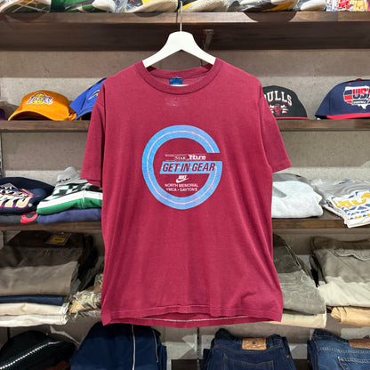 【1980s / Nike / "GET IN GEAR" Graphic T-Shirt / Navy Tag / Vintage Tee / Local Corporate】