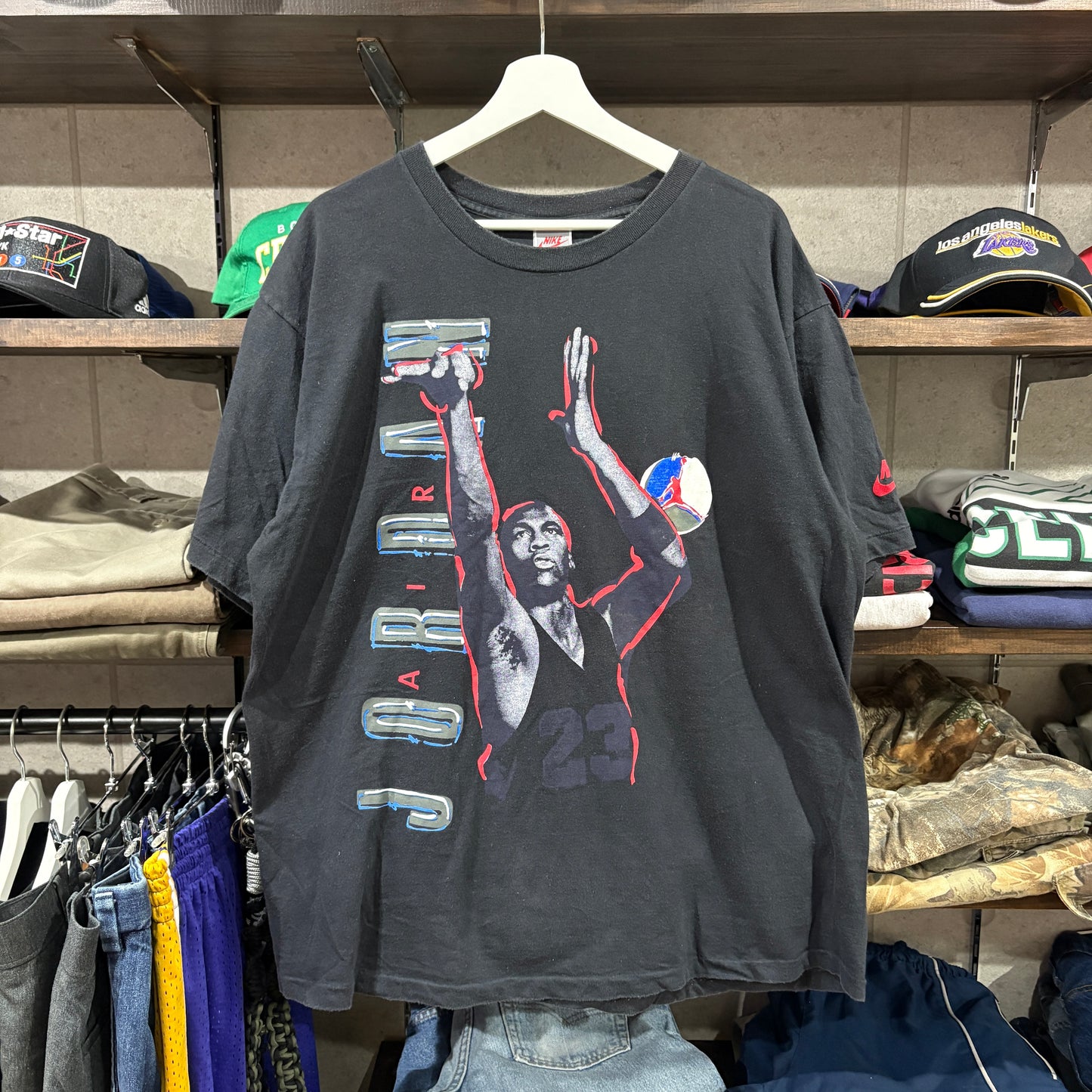 90s NIKE JORDAN "shoot form" Graphic T-Shirt   Chicago Bulls / AJ8〈2〉