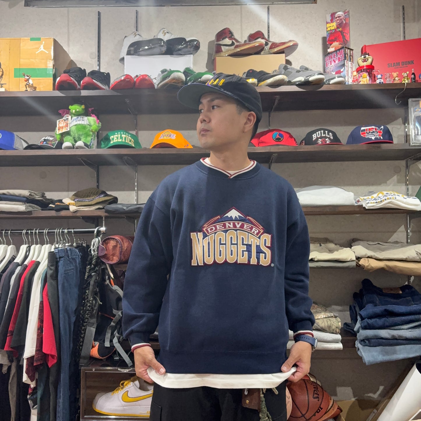 starter NBA Denver Nuggets スウェット Vネック L リブライン