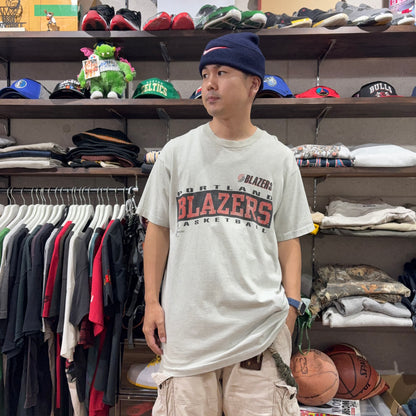 90s Salem NBA Portland Trail blazers Tシャツ ダメージ 穴 ボロ L ポートランド・トレイルブレイザーズ