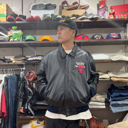 Pro Player NBA CHICAGO BULLS leather jacket レザージャケット XL シカゴ・ブルズ