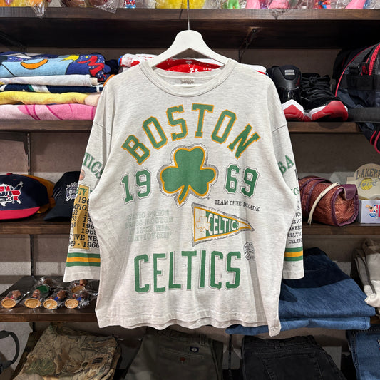 90s LONG GONE "1969 Boston Celtics" 7-Sleeve Graphic Tee XL相当
