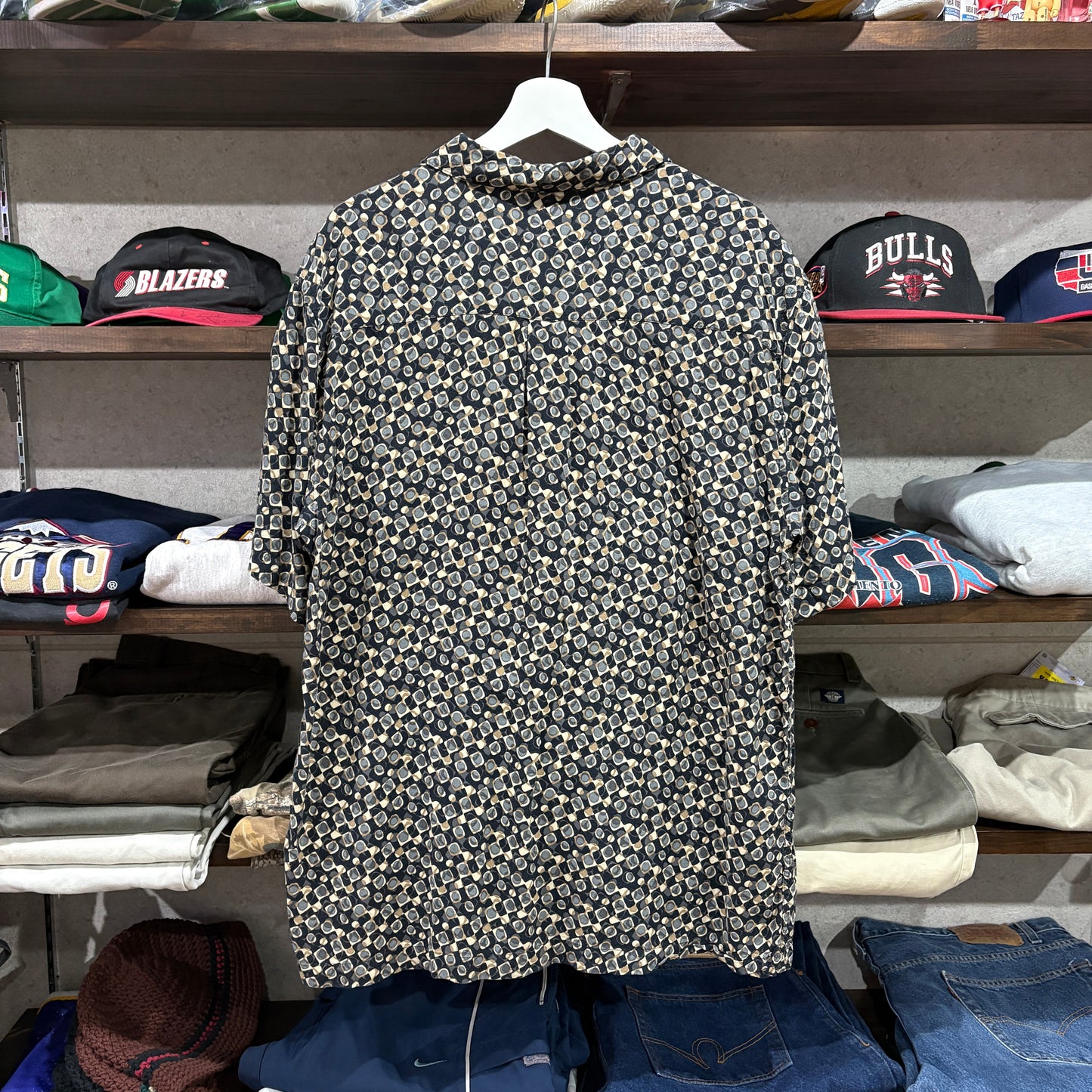 【90s / PERRY ELLIS / Patterned Rayon Shirt / L】
