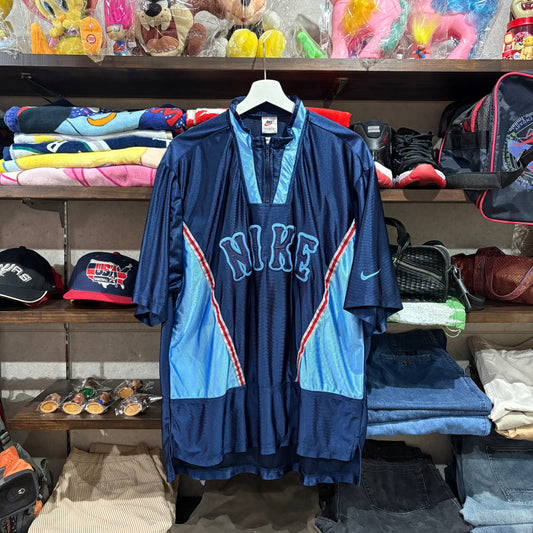 90s Late NIKE Half-Zip Game Shirt L Blue