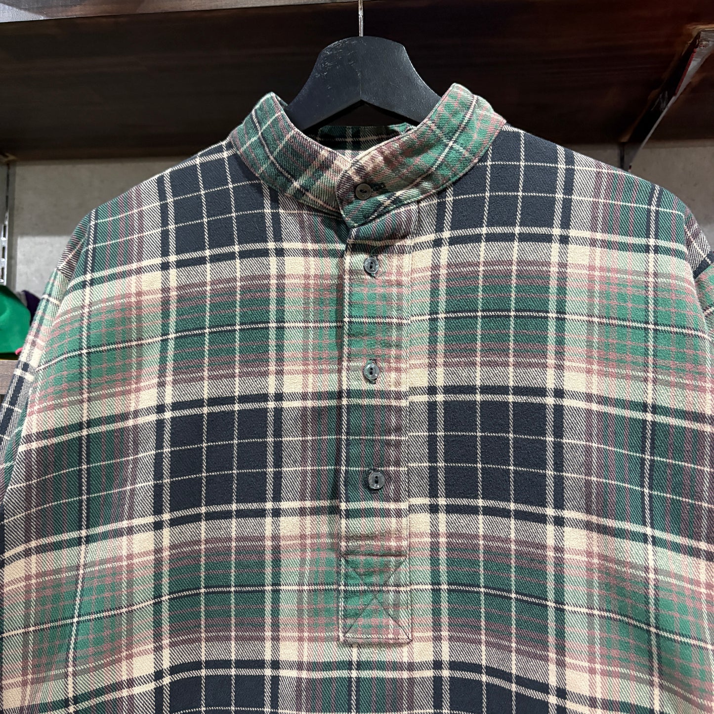 【90s-00s / The Vermont Flannel Co. / Henry Neck Flannel Shirt / XS / (USA)】