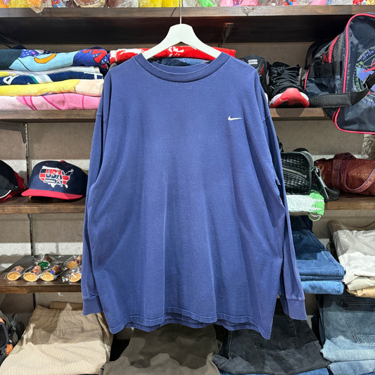 00s NIKE Team Tag One-Point Swoosh Long Sleeve T-Shirt XL Navy