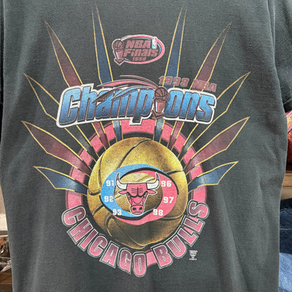 98s STARTER Chicago Bulls 2nd Three-Peat World Champions Graphic Tee L