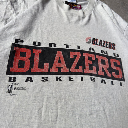 90s Salem NBA Portland Trail blazers Tシャツ ダメージ 穴 ボロ L ポートランド・トレイルブレイザーズ