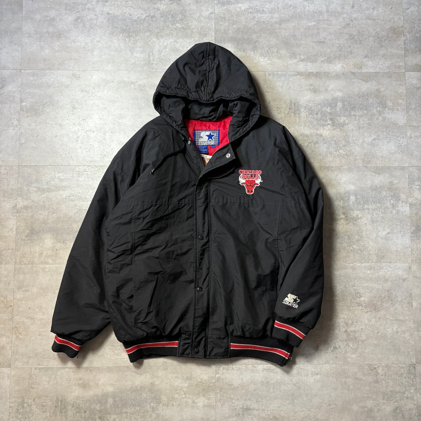 starter NBA Chicago BULLS ダウンジャケット スナップボタン フルジップ L リブライン