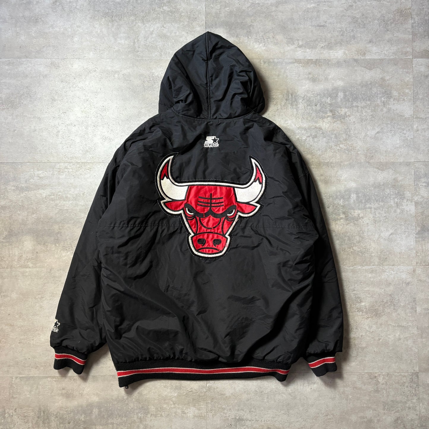 starter NBA Chicago BULLS ダウンジャケット スナップボタン フルジップ L リブライン