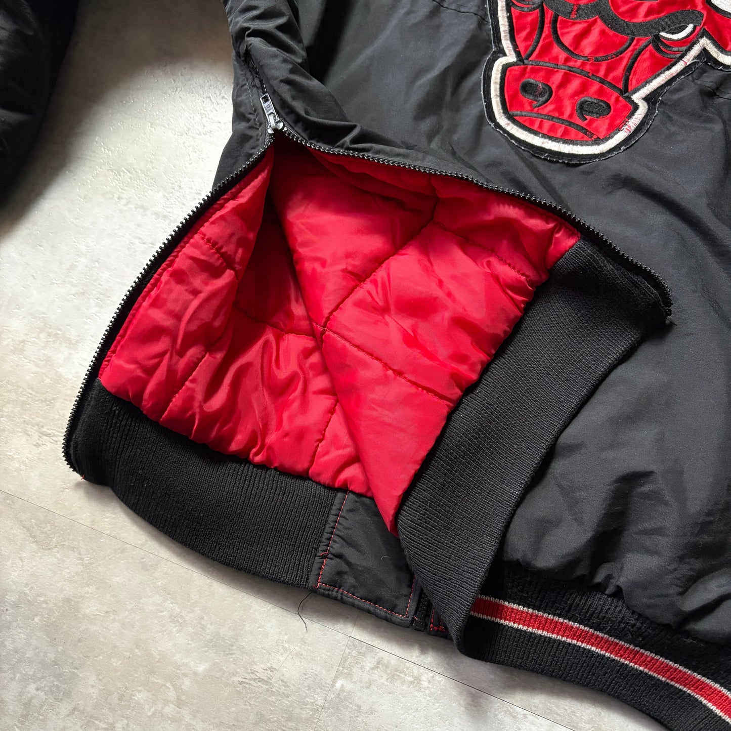 starter NBA Chicago BULLS ダウンジャケット スナップボタン フルジップ L リブライン