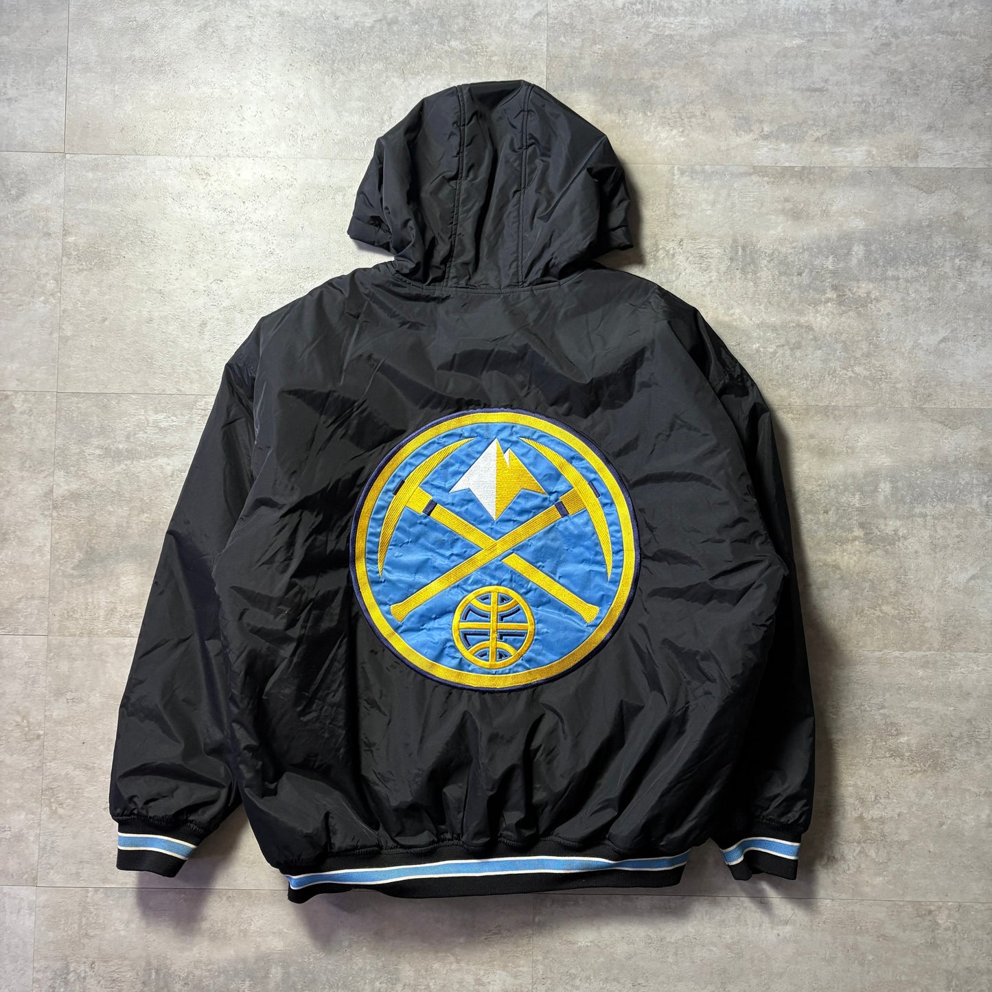 UNK NBA Denver Nuggets ダウンフードジャケット XL デンバー・ナゲッツ リブライン