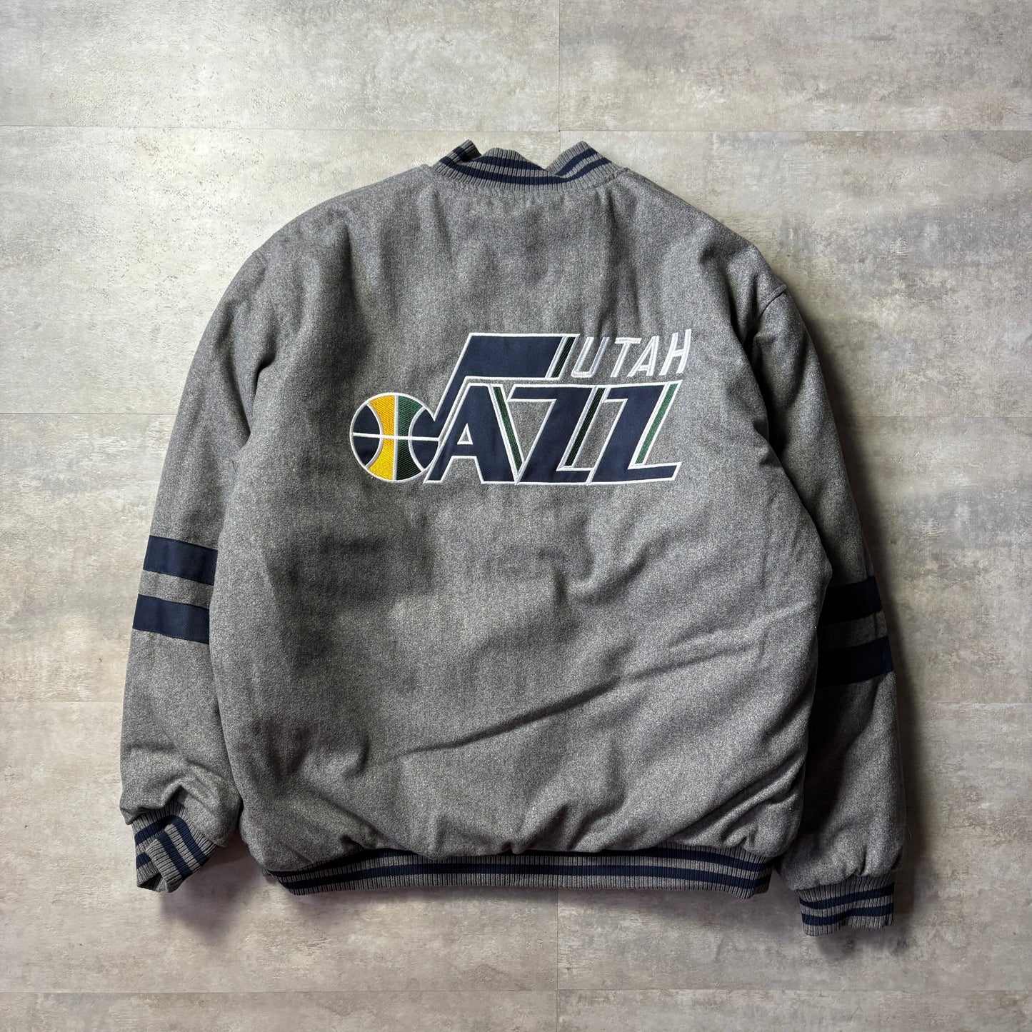 〈dead stock〉 JH design NBA Utah Jazz reversible jacket リバーシブル スタジャン ウール×ナイロン ユタ・ジャズ 2XL