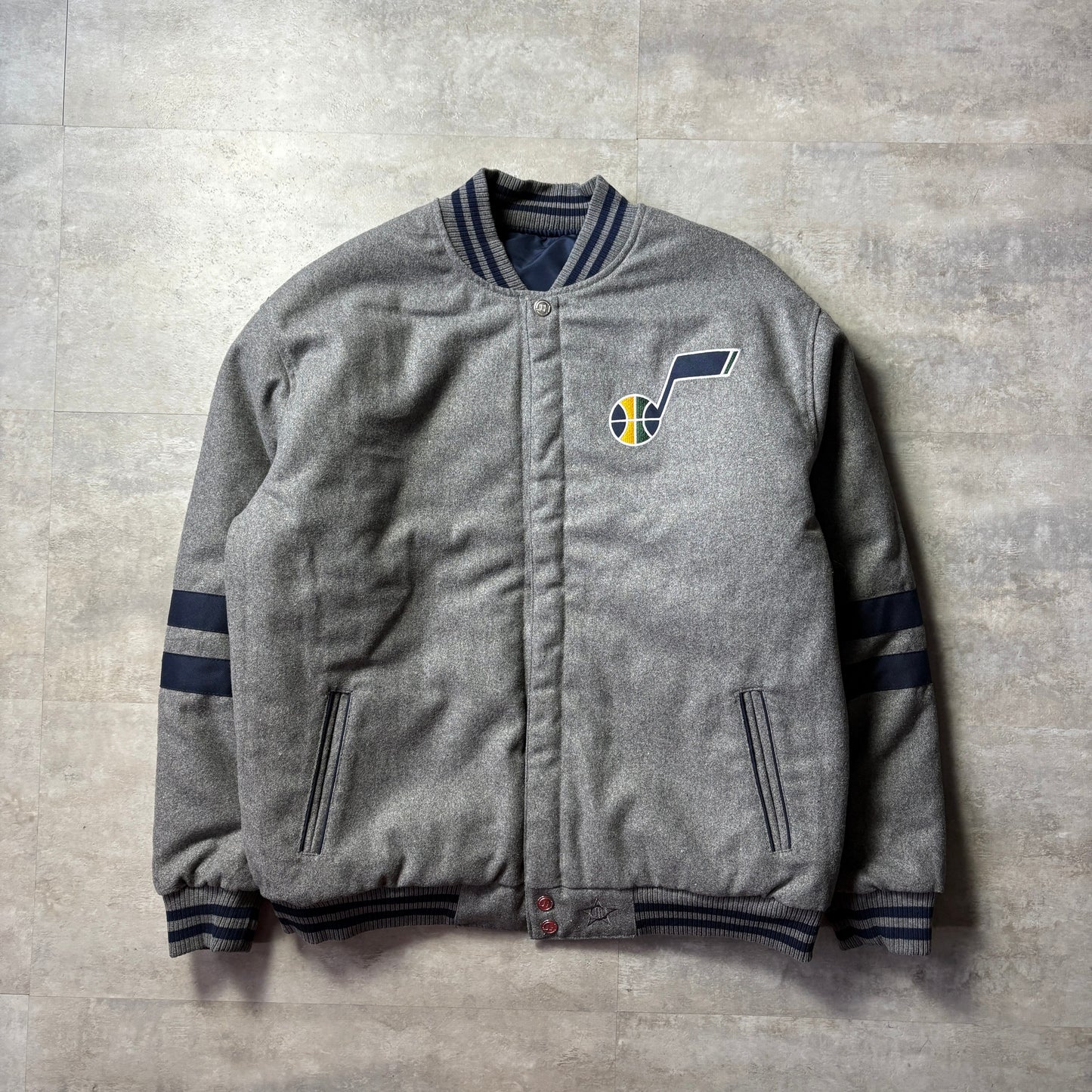 〈dead stock〉 JH design NBA Utah Jazz reversible jacket リバーシブル スタジャン ウール×ナイロン ユタ・ジャズ 2XL
