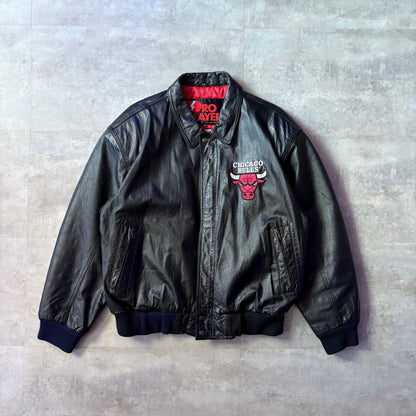 Pro Player NBA CHICAGO BULLS leather jacket レザージャケット XL シカゴ・ブルズ