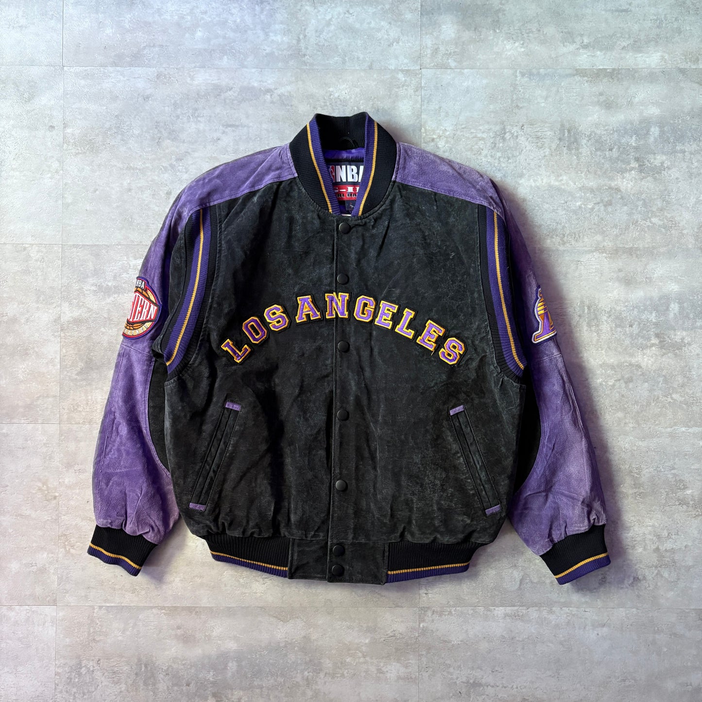 NBA G-III CARL BANKS Los Angeles LAKERS leather jacket レザージャケット M ロサンゼルス・レイカーズ