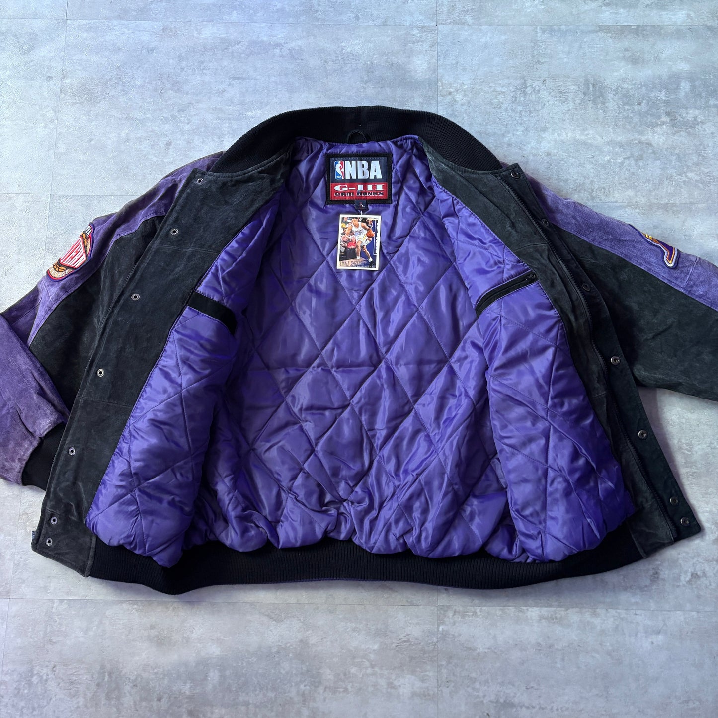 NBA G-III CARL BANKS Los Angeles LAKERS leather jacket レザージャケット M ロサンゼルス・レイカーズ