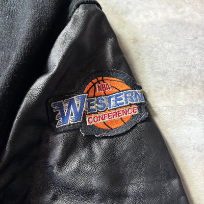 90s DeLONG Los Angeles LAKERS NBA スタジャン ウール×レザー 46 USA製 ワッペン