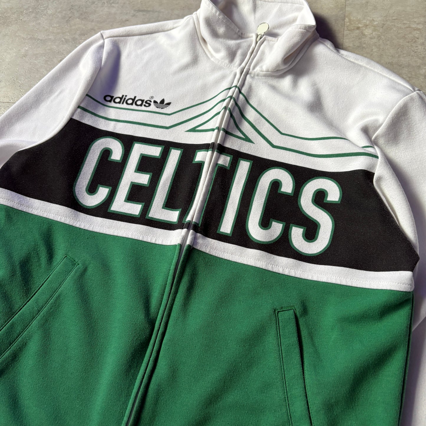 00s adidas NBA Boston Celtics トラックジャケット スウェットジャージー M ボストン・セルティックス トラックジャケット ジャージ 緑×白 古着